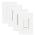 BN-LINK Smart Light Switch with Timer Function, Single Pole, 2.4GHz Wi-Fi in-Wall Switch, Neutral Wire Required, Compatible with Alexa and Google Assistant, No Hub Required, White(4 Pack)