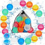 Reusable Water Balloons Outdoor Toys: Boogem 18 Pcs Refillable Water Ball with Mesh Bag Silicone Magnetic Self-Sealing Water Bomb for Kids Adults Summer Water Games Backyard Outside Activities