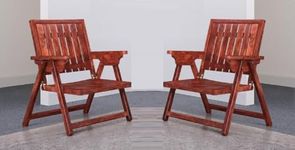 Jangid Handicraft Wooden Folding/Foldable Arm Chair, Set of 2, Solid Wood Sheesham, Brown Finish