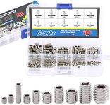 Glarks 200-Piece M3 4 5 6 8 Hex Allen Head Socket Set Screw Assortment Kit (304 Stainless Steel)