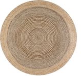 Jute Rug Reversible Hand Woven Grey with Beige Border Round Area Rug, Farmhouse Rug, Outdoor Rug, Living Room Rug (300 x 300 cm (10 Feet Round))