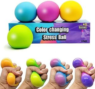 Eutreec Stress Ball Toys Color Changing - Sensory Squeeze Toys Squishy Balls for Teens Kids and Adults Stress Relief Balls for Easter Stocking Party Bundle - 4 Pack(Green/Yellow/Blue/Pink)