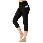 YUSHOW Capri Leggings for Women Cropped Leggings High Waist Yoga Pants Workout Running Tights 3/4 Exercise Athletic Tights Black