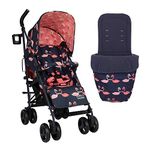 Cosatto Supa 3 Pushchair with Footmuff – Lightweight Stroller from Birth to 25Kg - Easy, Compact, Umbrella Fold, Large Shopping Basket, Carry Handle Footmuff, Pretty Flamingo