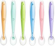 PandaEar 6 Pack Soft Silicone Baby Spoons| Baby Weaning Self Feeding Spoons for Kids Toddlers Children and Infants| BPA Free| Gum-Friendly First Stage