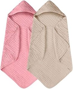 Yoofoss Hooded Baby Towels for Newborn 2 Pack 100% Muslin Cotton Baby Bath Towel with Hood for Babies, Infant, Toddler and Kids, Large 32x32Inch, Soft and Absorbent Newborn Essential