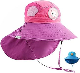 Kids Sun Hat, UPF 50 +, UV Protection Front and Rear Extended Wide Brim with Neck Flap Chin-Strap Adjustable for Boy/Girl