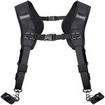 Double Shoulder Camera Strap Harness Quick Release Adjustable Dual Camera Tether Strap with Safety Tether and Lens Cleaning Cloth for DSLR SLR Camera