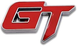 Genesis Auto 3D Red/Silver GT Metal Chrome Sticker Logo Fender Badge Emblem Waterproof Self-Adhesive Non-Rusting Decal for Cars & Bikes (6.2 cms X 3.8cms)