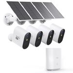 AOSU 5MP/3K Solar Security Cameras System 4-Kit, No Monthly Fee, 32GB Homebase Local Storage, 166° Ultra-Wide Angle Security Camera Wireless Outdoor, Forever-Solar Powered, Color Night Vision