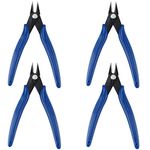 HAKZEON 4 PCS 13 cm Wire Cutters, Cable Cutters Cutting Pliers，Small Cable Snips Precision Diagonal Flush Cutters for Model Making, DIY, Jewelry Processing, Blue