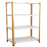 Mil-Nil Glossy Finish Prime CRC Sheet 4 Shelf Multipurpose Space Saving Storage Rack, 48 x 36 x 18 inch, 18 Gauge (Ivory-Orange)
