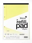 Silvine A4 Yellow Paper Dyslexia Refill Pad - Lined with Margin (100 Pages)