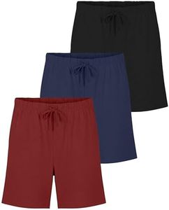 3 Pack: Men's Big and Tall Cotton Jersey Knit Shorts Sleep Bottoms Sleepwear PJ Pijama Para Hombres Drawstring Waistband Pockets Modal Button Fly Essentials Lounge Pajama PJ- Set 10, 3X