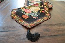 Tache 13 X 67 Inch Country Rustic Black Woven Floral Midnight Awakening Tapestry Table Runner