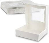 MT Products White Pastry, Bakery Box - Keep Doughnuts, Cookies, Muffins Safe - Unique Auto Popup Feature And Clear Window Size 8" Length X 8" Width X 2 1/2" Height (10 Pieces) Made in The USA