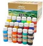 Artecho Acrylic Art Paint Set, 18 Basic Colors Bottles ( 59ml / 2oz ) Art Craft Paints for Canvas Painting, Rock, Stone, Wood, Fabric, Art Supplies for Professional Artists, Adults, Students, Kids, Beginners