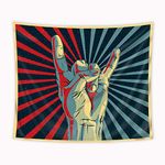 Riyidecor Rock Music Tapestry Wall Hanging 51Hx59W Inch Musical Living Room Hip Hop Bedroom for Men Classic Punk Band Fan Rocker Vintage College Gesturing Cool Sign Hand Party Art Decor