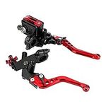 Keenso 1 Pair Adjustable Break and Clutch Levers, 7/8 inch Universal Motorcycle Brake Clutch Master Cylinder Reservoir Levers(Red)