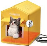 TURBRO Heated Cat House Outdoor, Insulated and Weatherproof Iron Shelter for Feral and Cats Outside, Heating Pad Bed with 14.7ft Anti-Bite Cord, UL Test Passed, Yellow