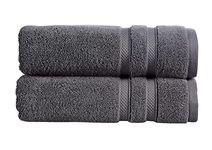 Christy Chroma Bath Sheets | Set of 2 | Highly Absorbent Heavyweight 675GSM | Bold and Bright | Soft Velvety Smooth Bathroom Shower Towels | 100% Cotton | Sustainably Made | Ash Grey