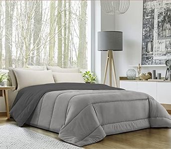 Banzaii Trapunta Invernale, calda e morbida – Piumone da 350 gr/mq - Microfibra manopesca – Traspirante, Anallergica – Prodotta in Italia – Singolo 170x260 cm Grigio Chiaro/Grigio Scuro