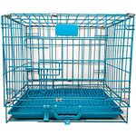 DRK Shopmart Double Door Metal, Iron Cage With Removable Tray, Durable Folding House For Pets,Heavy Duty Dog, Travel Carrier Flight Crate For Dogs, Cats And Rabbits. (18Inch Blue)