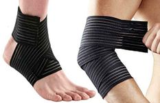 TIMA Elastic Breathable 2 Pieces Multipurpose Ankle cum Elbow Braces Compression Sleeves & Support Band for for Sport Injuries - Breathable Velcro Sleeves for Pain Relief, Sprains, and Recovery