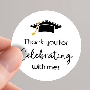 120 x Graduation Thank You Stickers, Thank You for Celebrating with Me Graduation Stickers, Round 1.6" Graduation Favor Stickers, Graduation Stickers for Party Favors, Gift Bags, Cards and Envelopes