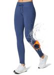 BALEAF Fleece Lined Leggings Womens Waterproof Thermal Winter Warm Hiking Ski Running Leggings High Waisted with Pockets Blue-27'' M