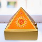 Crystu Om Wooden Pyramid Wish Box, Reiki Wooden Wish Box, Crystal Brid Box, Size 10.1 cm (4 inch) for Reiki Wish Healing and Crystal Healing Wish Box