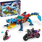 LEGO DREAMZzz Crocodile Car 71458 Building Toy Set, Rebuilds from Car to Off-Roader Truck Toy and Mini-Boat, Features Cooper, Jayden, and The Night Hunter Minifigures, Birthday Gift for 8 Year Olds