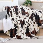 Electric Heated Blanket 62x84Inch Twin Size Cow Print Heating Electric Blanket Warm Blanket 5 Heat Levels&12 Hours Auto-Off Cozy Soft Fleece Sherpa Machine Wash