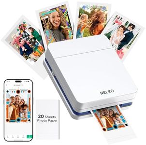 Nelko Photo Printer, PP01 Color Portable Mini Photo Printer, Instant Smartphone Inkjet Sticker Printer, Sticky-Back Photos, for iOS & Android, Picture Printer for Christmas, Fun Editing App, White