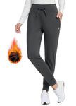 BALEAF Women's Fleece Joggers Lined Water Resistant Thermal Winter Trousers Running Yoga Pants with Pockets Grey M