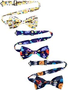 Newcotte 3 Pcs Halloween Boy's Bow Ties for kids Toddler Child Cute Adjustable Costume Pre Tied Bowties, Truck, Dinosaur, Spacemen Pattern, approx. 4.5 x 2.5 inches/ 11.5 x 6.5 cm