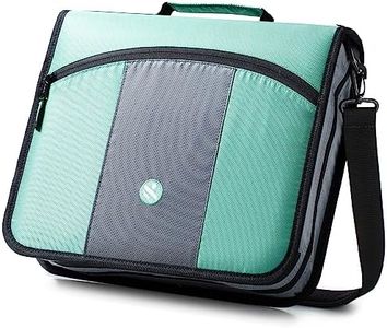Kinbashi 3 Inch 3 Rings Zipper Binder, Round Ring Binder with Expanding Files, Handle and Shoulder Strap, Green