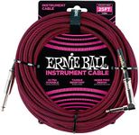 Ernie Ball Braided Instrument Cable, Straight/Angle, 25ft, Red/Black (P06062)