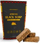 C&R Naturals African Black Soap - Raw Soap Bars - African Soap for Face, Body, and Hair - 100% Natural, Raw African Black Soap with Shea Moisture (3 Bars x 200 Grams)