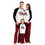 PATPAT Family Pajamas Matching Christmas Pjs Set with Bear Printed Tee and Plaid Pants Loungewear for Family Baby 12-18M