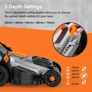 VonHaus 1600W Electric Lawnmower – 42L Bag, 380mm Width, 10m Cord