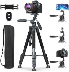 UBeesize 74" Camera Tripod with Phone Holder and Remote, Heavy Duty Tripod Stand with Portable Bag for Phone and Camera, Compatible with DSLR Cameras, Cell Phones, Spotting Scopes and Binoculars