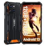 OUKITEL WP32 Rugged Smartphone - Android 13 Rugged Phone 12GB(4+8) RAM+128GB ROM, 6 Inches 6300mAh IP68/IP69K Waterproof Mobile Phones Dual SIM 4G, 20MP+5MP Camera,OTG,NFC,GPS, Orange