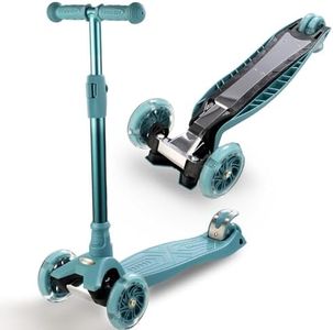 3 Wheel Scooter for Kids Ages 6-12,Kids Scooter with Light Up Wheels, Sturdy Deck Design, and 4 Height Adjustable Suitable for Kids Ages 3-12