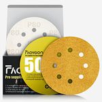 Faoyoon 5 Inch Sanding Discs Hook and Loop | 80 Grit Sandpaper | Orbital Sander Pads | Sand Paper for Automotive and Woodworking | 50 Pack