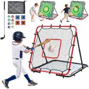 Baseball Rebounder Net 3x3 FT Multifunctional, 4 Adjustable Bounce Back Net
