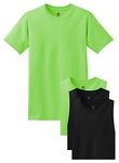 Hanes Men's 4 Pack ComfortSoft T-Shirt, 2 Black / 2 Lime, L (Pack4)