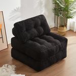 Litbird Foldable Sofa Bed – Boneless Bean Bag Couch, Convertible Sleeper Chair, Floor Lounge Sofa, Guest Bed for Small Spaces, Lounge Seat for Bedroom & Living Room, Black