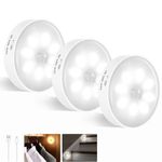 Motion Sensor Lights Indoor, Warm/Cool White Smart Stair Lights USB Rechargeable Battery LED Magnetic Night Light for Stairs, Bedroom, Closet, Kitchen, Hallway, Cabinet, 3 Pack