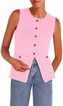 PRETTYGARDEN Women's Sweater Vests 2025 Spring Summer Trendy Sleeveless Tank Tops Knit Button Down Cardigan Waistcoat (Light Pink,Small)